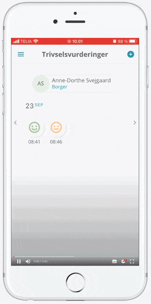 En trivselsvurdering gemmes som kladde i app'en