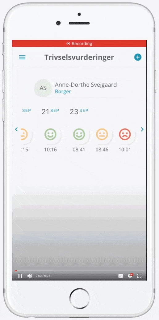 Navigation mellem borgere og registreringer i app'en